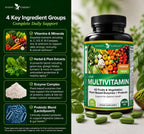 Potent Garden Multivitamínico para Hombres y Mujeres – 42 Frutas y Verduras, Probióticos y Enzimas, Complemento Alimenticio Diario, 90 Comprimidos