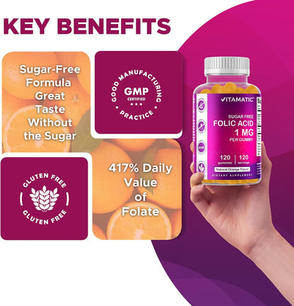 Vitamatic Ácido Fólico Gominolas 1000 mcg (1 – Contribuye a la formación normal de las células sanguíneas. – Image 5