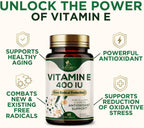 Vitamina E 180mg por Dosis - DL-Alfa Tocoferol - 60 Softgels