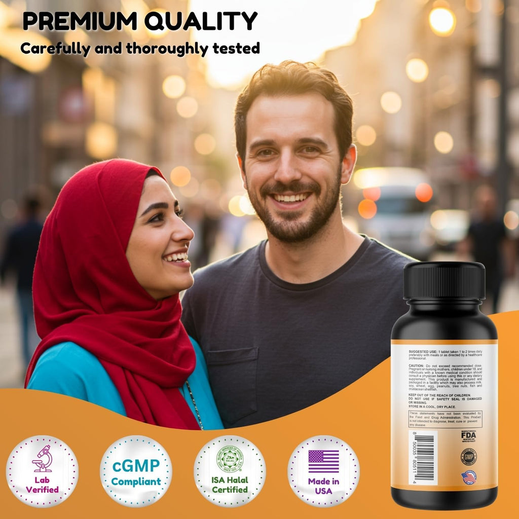SHIFAA NUTRITION Halal Vitamina C 1000 mg - 60 Días - Con Saúco, Quercetina, Escaramujo y Rutina - Vegetariano, Sin Gluten