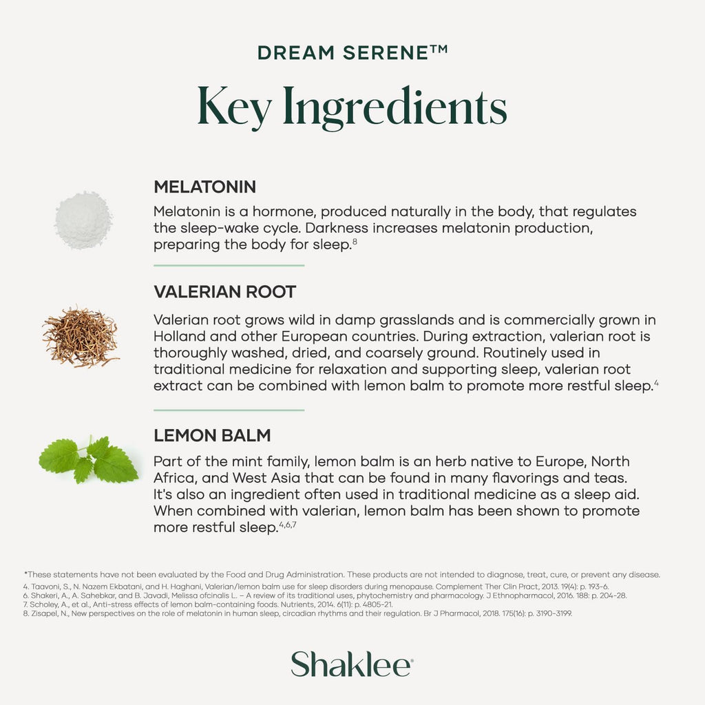 Shaklee Dream Serene - Ayuda para Dormir con Melatonina, Valeriana, Melisa y L-Teanina, 30 Softgels