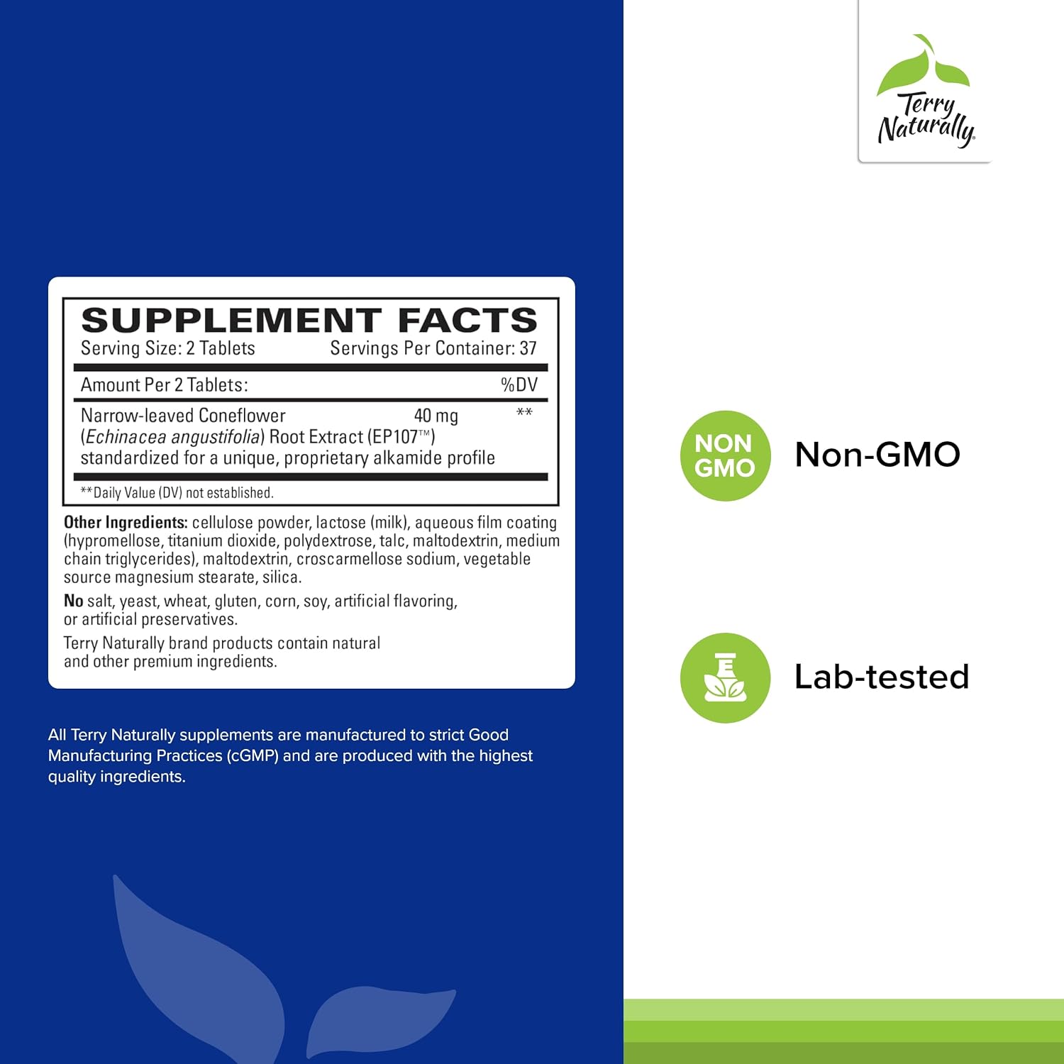 Terry Naturally AnxioCalm - Suplemento Calmante con Equinácea de Hoja Estrecha - 75 Comprimidos