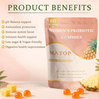 MATOP Probiótico para Mujeres Gomitas de Piña - Salud Digestiva y Equilibrio Femenino, Vegano Sin Azúcar, 60 Unidades