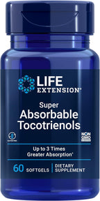 Life Extension Super Absorbable Tocotrienols - Vitamina E con D-Alfa Tocoferol y Mezcla de Tocotrienoles, 60 Cápsulas Blandas