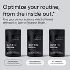 Sports Research® Biotina 5000mcg con Aceite de Coco Orgánico - 30 Cápsulas Blandas Vegetales