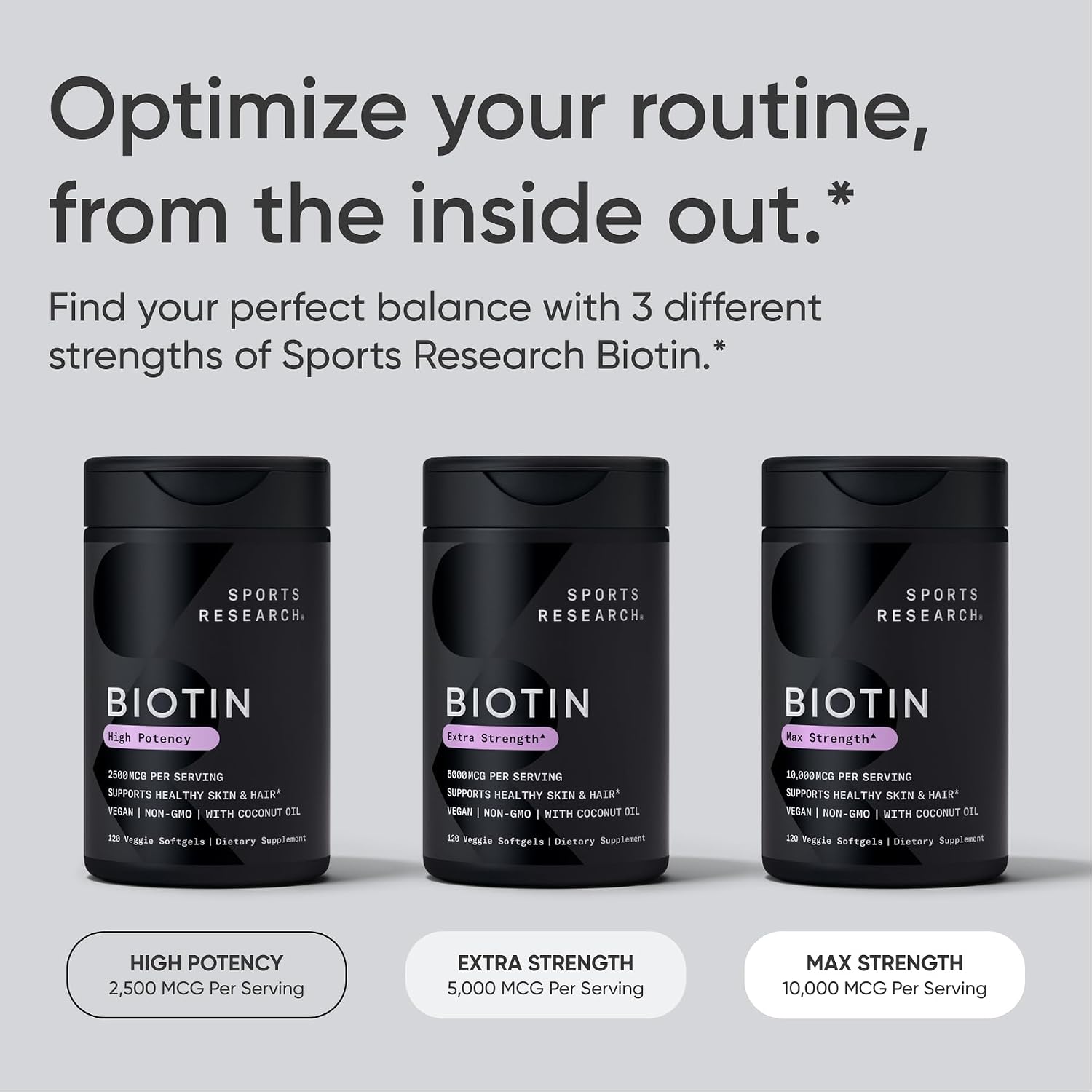 Sports Research® Biotina 5000mcg con Aceite de Coco Orgánico - 30 Cápsulas Blandas Vegetales