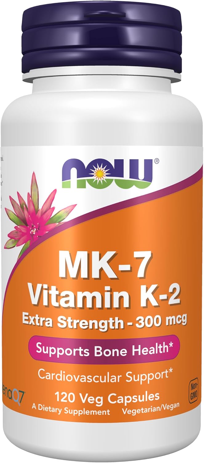 NOW Foods MK-7 Vitamina K-2 300 mcg, Apoyo Cardiovascular y Salud Ósea, 120 Cápsulas Veganas