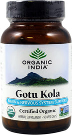 ORGANIC INDIA Gotu Kola - Apoyo Cerebral y del Sistema Nervioso, 90 Cápsulas Vegetales