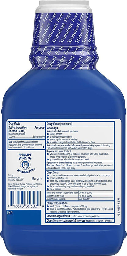 Phillips' Milk of Magnesia Original 26 oz – Laxantes osmóticos: como el hidróxido de magnesio, que atraen agua – Image 5