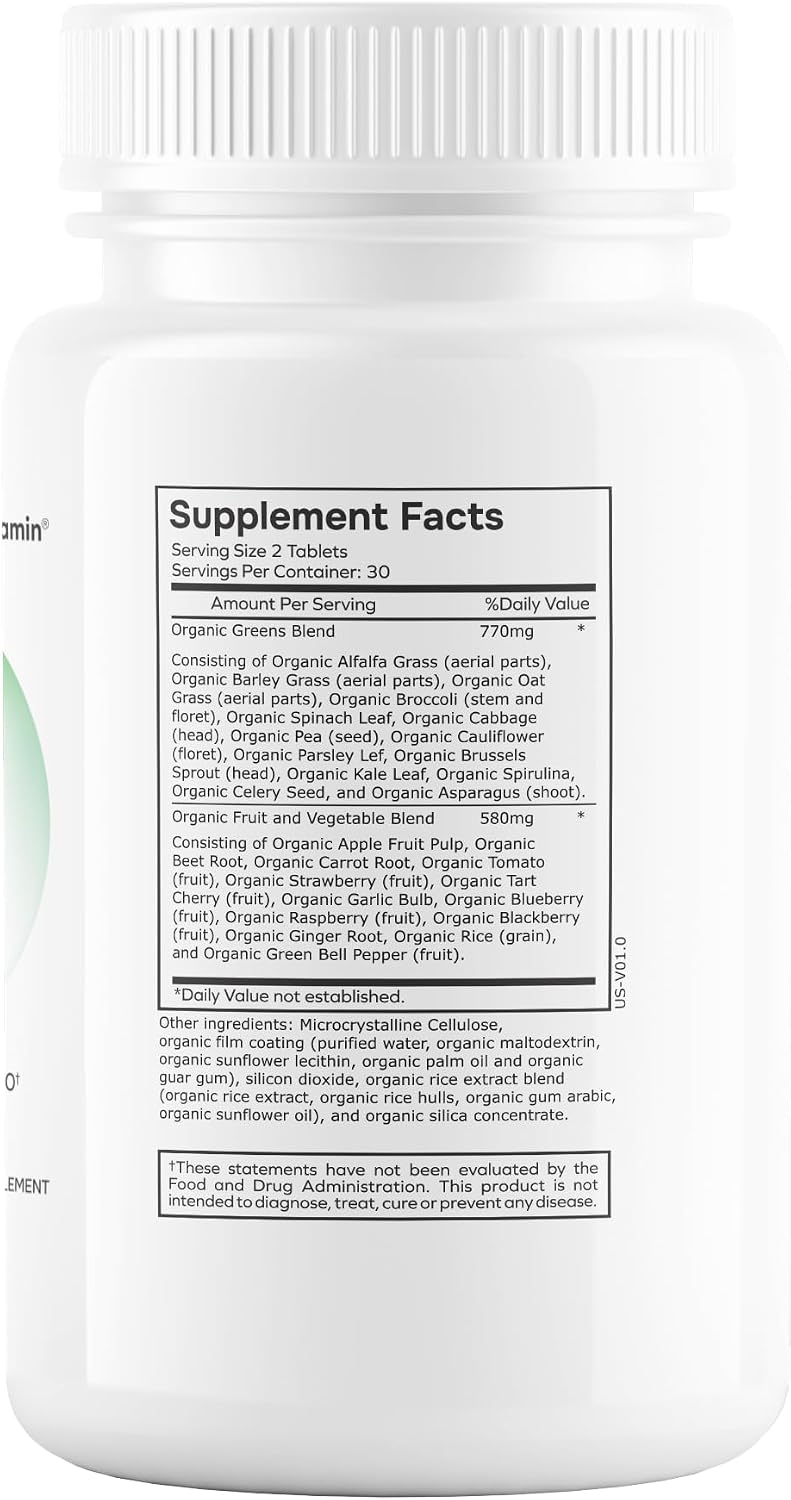 envitamin Green Fuel Organic Greens Tablets - Mezcla Orgánica de Frutas y Verduras