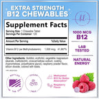 Hello Lovely! Vitamina B12 1000 mcg Masticable - Metilcobalamina, 120 Comprimidos