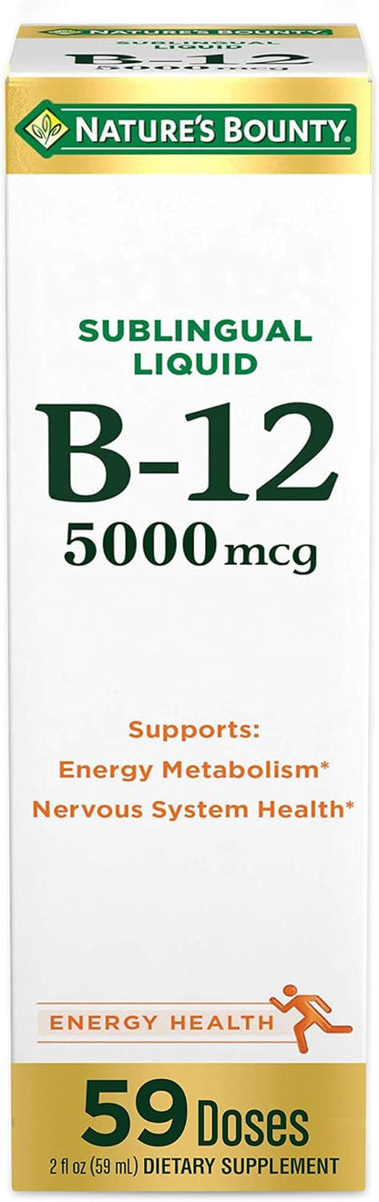 Nature's Bounty Vitamina B12 5000 mcg – Metabolismo energético normal: Ayuda a convertir los alimentos en energía – Image 1
