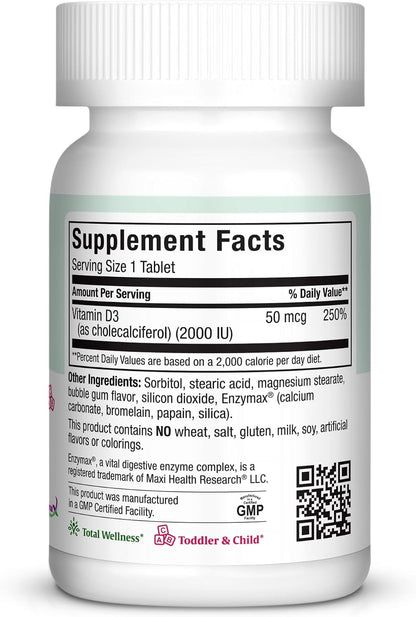 Maxi Health Vitamina D3 2000 IU Masticable - – Contribuye al mantenimiento de los niveles normales de calcio en – Image 2