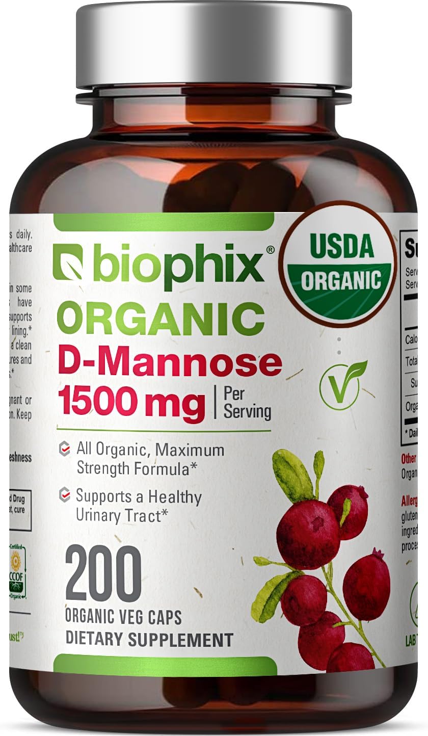 biophix D-Mannose Orgánico 1500 mg, 200 Cápsulas Vegetales