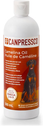 Canpressco Aceite de Camelina 500 ml - Suplemento de Omega 3 para Perros, Gatos y Caballos