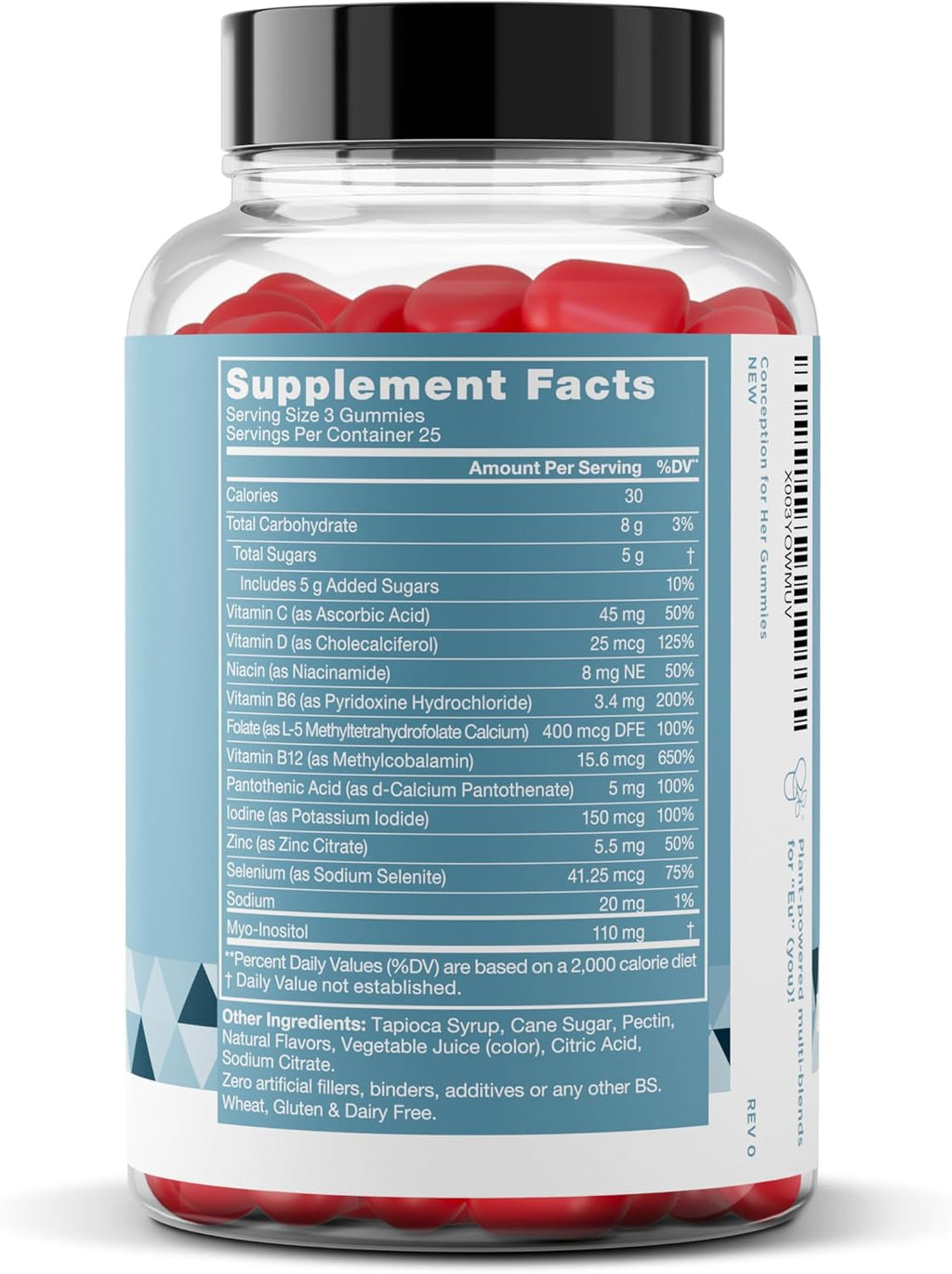 Conception for Her Fertility Gummies - Gominolas de Fertilidad para Mujer con Myo Inositol y Folato, 75 gominolas