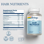 Solaray Hair Nutrients - Suplemento para el Cabello con Biotina, L-Cisteína, Vitamina A, Hierro y Zinc - 120 Cápsulas Veganas