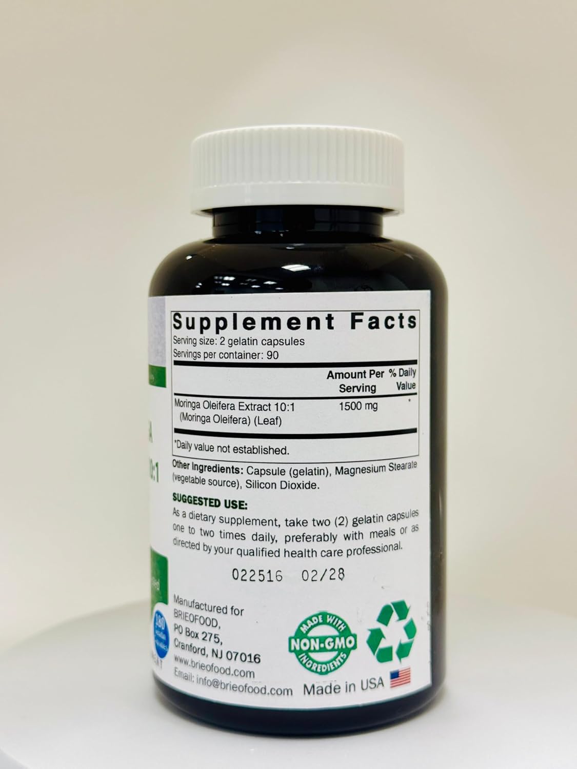 Brieofood Extracto de Moringa Oleifera 10:1 1500 mg - 180 Cápsulas