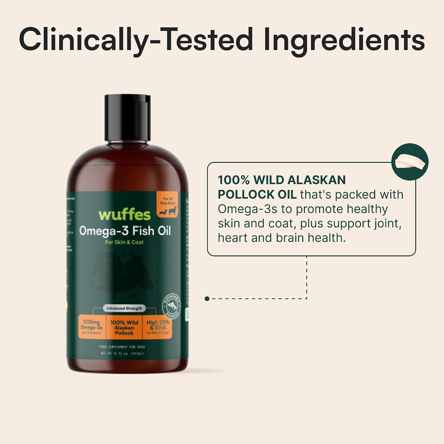 Aceite de Pescado Omega 3 Avanzado para Perros - 100% Puro de Alaska Salvaje, 473 ml