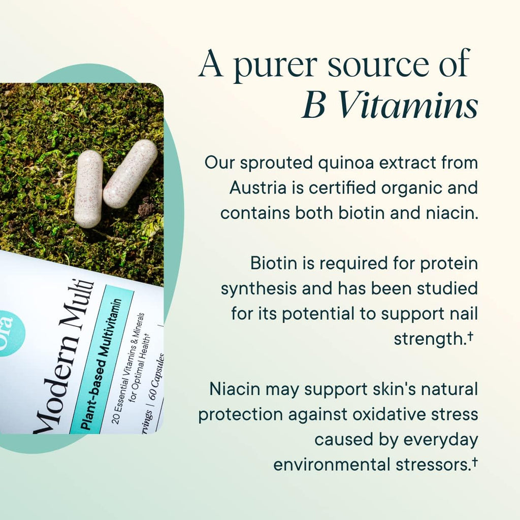 Ora Organic Modern Multi Multivitamínico Vegetal para Mujeres y Hombres, Protección Luz Azul – Apoyo para Cerebro, Ojos, Energía, Inmunidad, Piel, Cabello, Corazón y Huesos, 60 Cápsulas Veganas