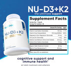 NuEthix Formulations NU-D3 + K2 - Vitamina D3 y K2 5000 UI con Reishi, Magnesio y Zinc, 60 cápsulas