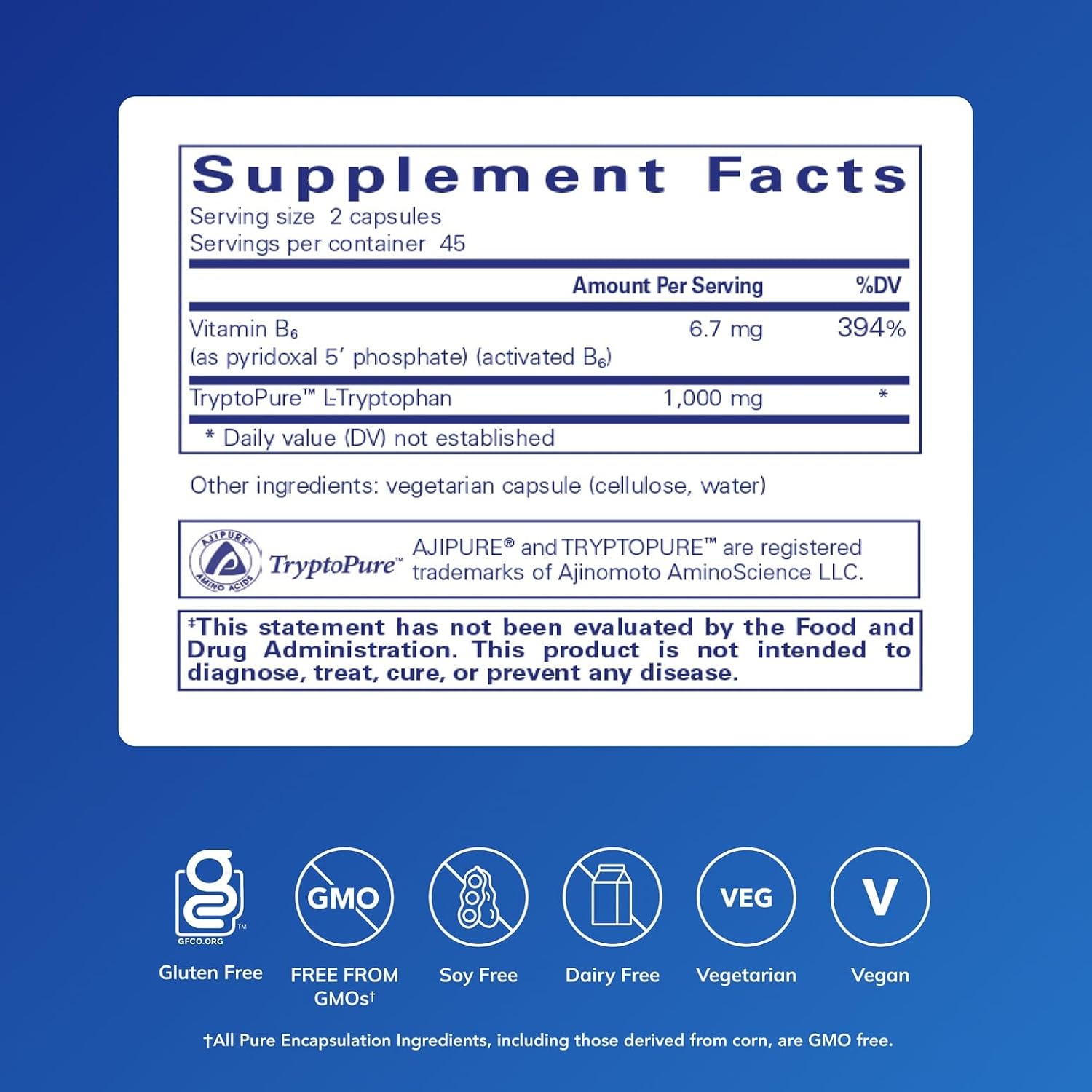 Pure Encapsulations L-Triptófano | Complemento Alimenticio para la Relajación, Apoyo de Serotonina, Síndrome Premenstrual y Sueño | 90 Cápsulas