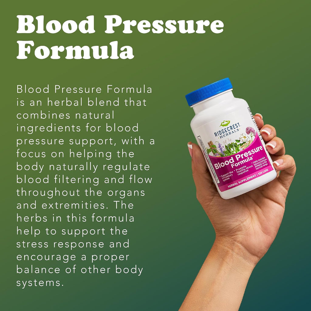 RidgeCrest Herbals Fórmula Herbal para la Presión Arterial, 12 Hierbas, 120 Cápsulas