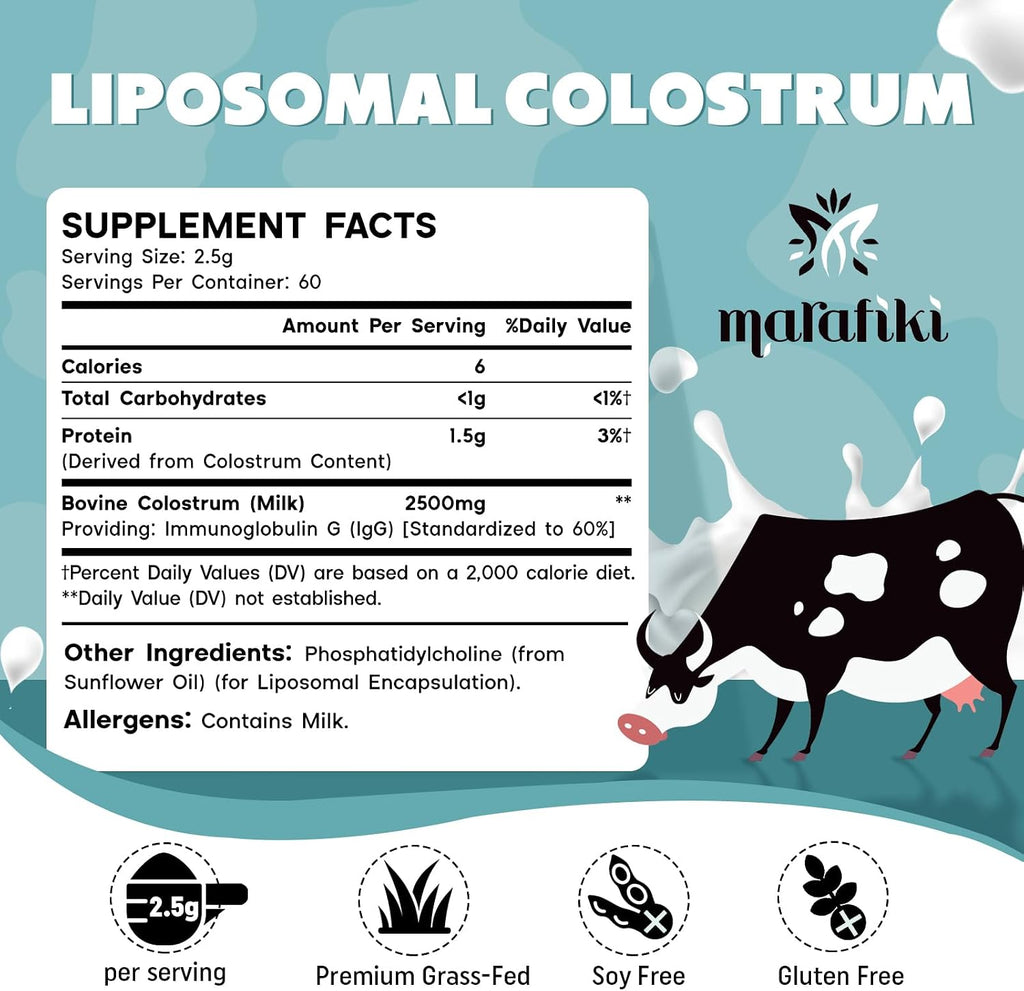Marafiki Suplemento de Calostro Bovino Liposomal - Polvo de Pastoreo - 60 Porciones