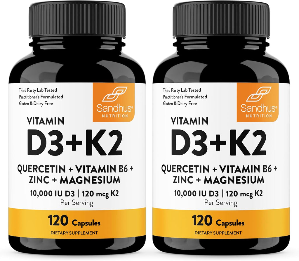Sandhu's Vitamina D3 K2 Magnesio 5000 UI, 120mcg K2 - 120 Cápsulas (Pack de 3)