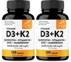 Sandhu's Vitamina D3 K2 Magnesio 5000 UI, 120mcg K2 - 120 Cápsulas (Pack de 3)