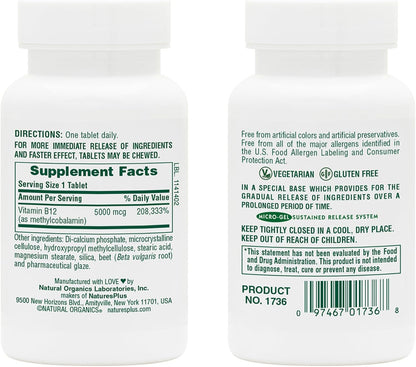 NaturesPlus Shot-O-B12 5000 mcg - 60 – Funcionamiento normal del sistema inmunitario: Refuerza las defensas – Image 2
