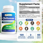 Best Naturals Quitosano 500 mg - 120 Comprimidos (Pack de 3)