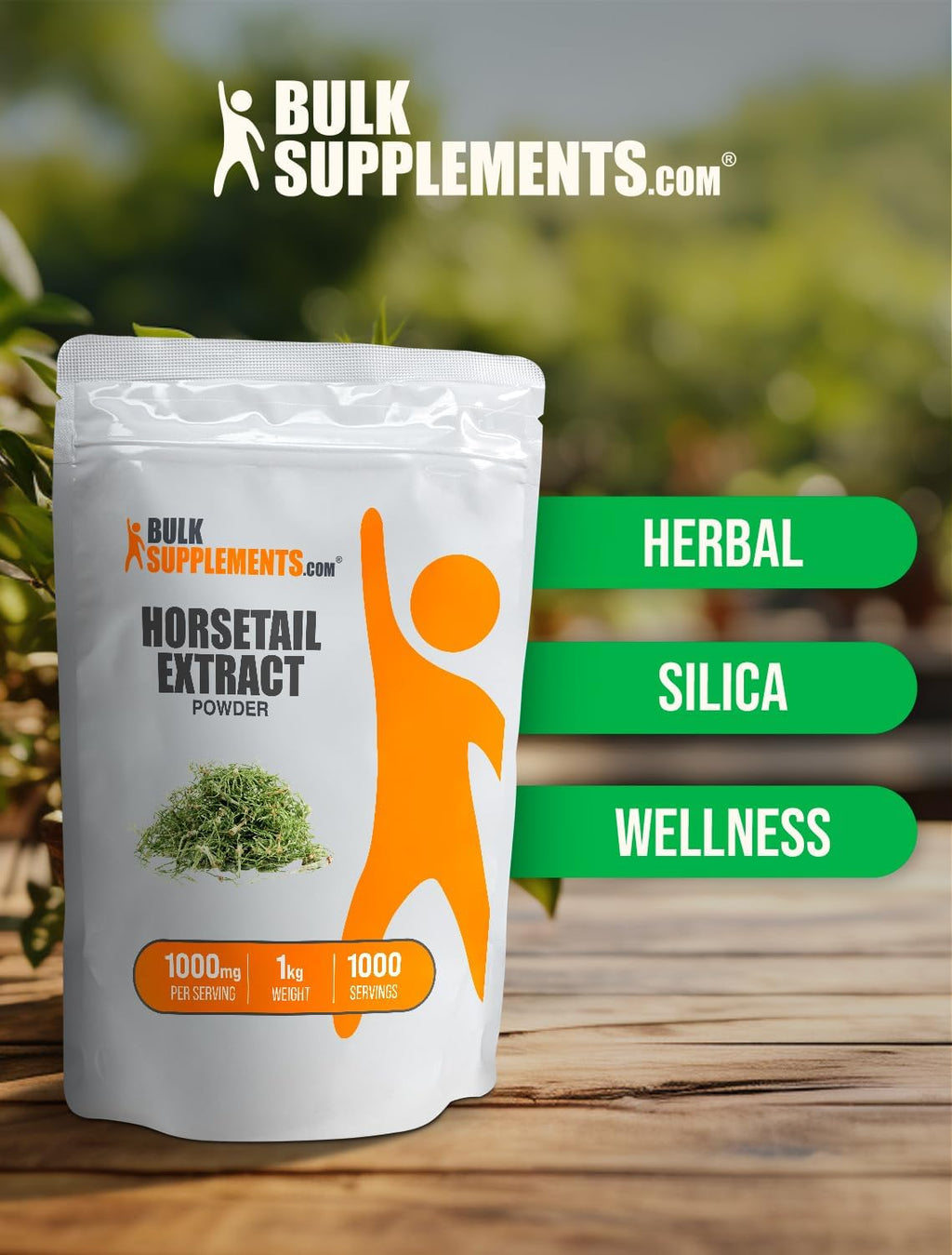 BulkSupplements Extracto de Cola de Caballo en Polvo - Suplemento de Silicio, Sin Gluten, 1000 mg por Porción, 5 kg (11 lb) (Paquete de 5)