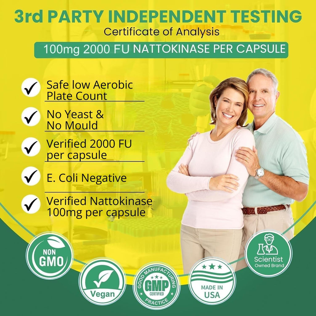 Nattokinase 2000 FU - 60 Cápsulas Veganas - Enzima Fibrinolítica - BoostCeuticals