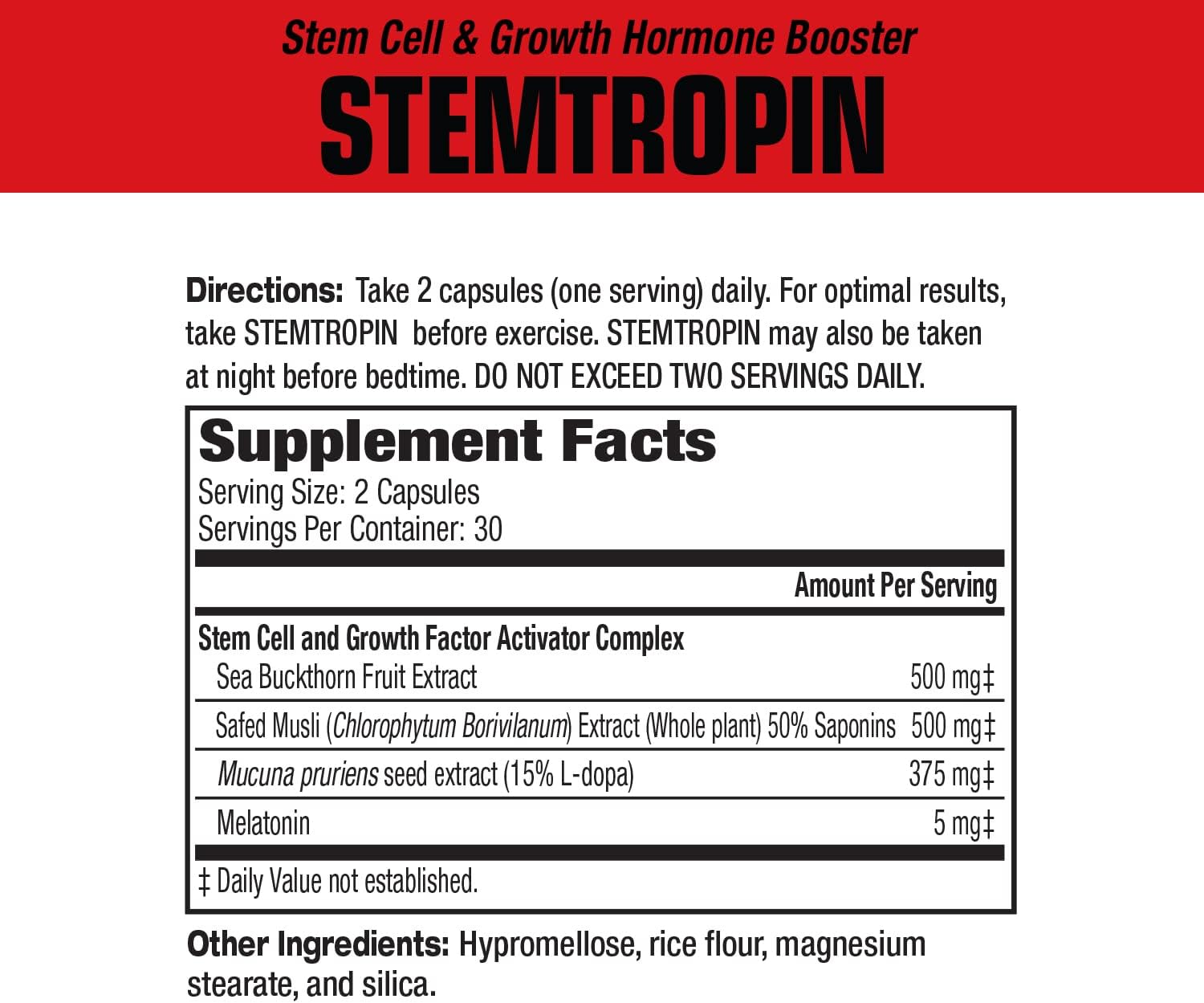 MuscleMeds STEMTROPIN - Potenciador de Células Madre y Factor de Crecimiento, 60 Cápsulas Veganas