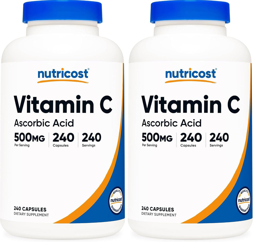 Nutricost Vitamina C 500mg, 240 Cápsulas – Vegetariano, Sin Gluten y No-GMO