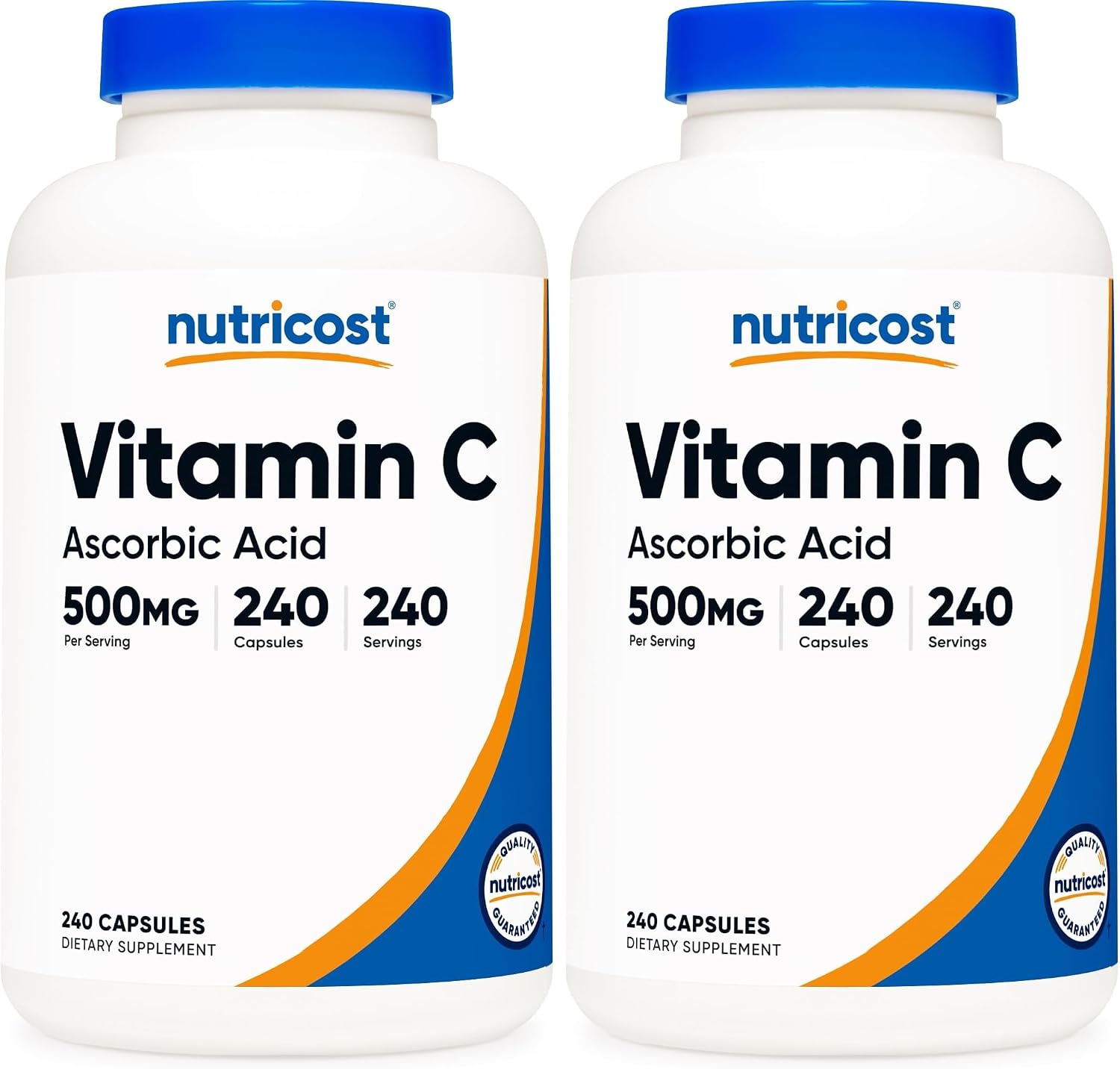 Nutricost Vitamina C 500mg, 240 Cápsulas – Vegetariano, Sin Gluten y No-GMO