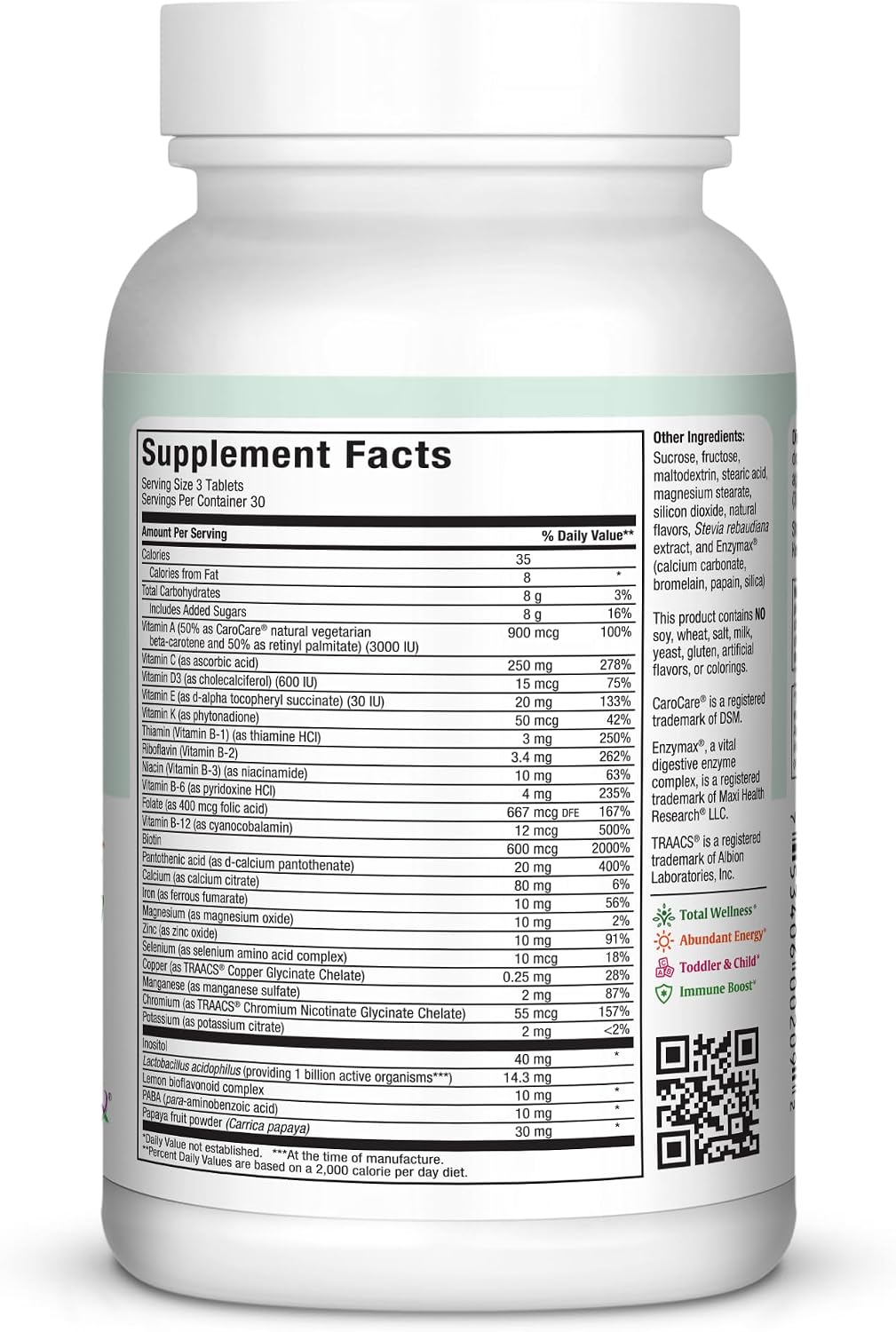 Maxi Health Multivitamínico Masticable con Hierro - 90 Comprimidos - Sabor Cereza