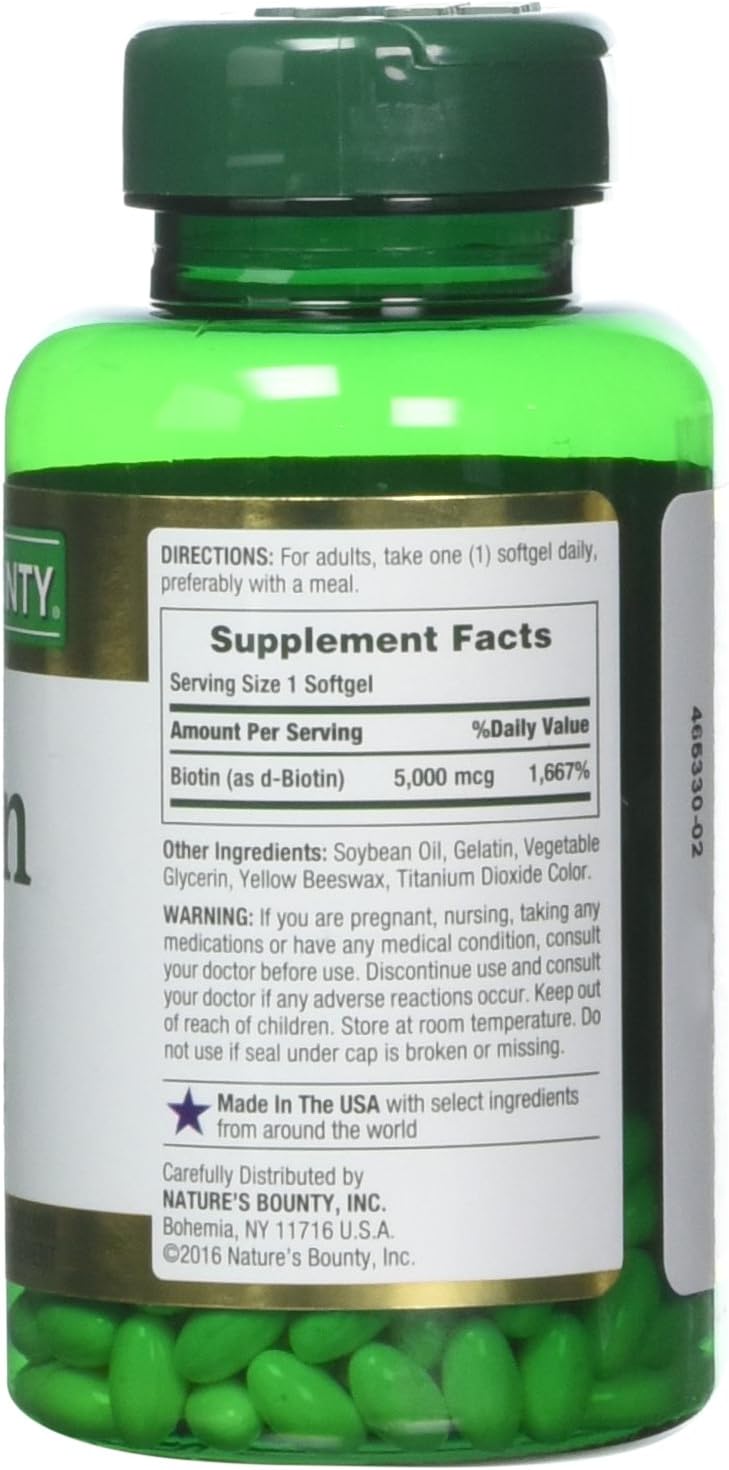 Nature's Bounty Biotina 5000 mcg, 60 Comprimidos de Disolución Rápida (Paquete de 2)