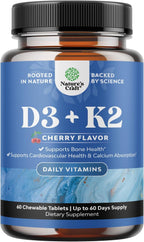 Vitamina D3 con K2 MK7 - 2000 UI de D3 y K2 - 60 Comprimidos