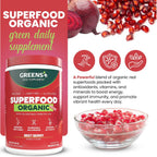 Greens+ Organic Reds Superfood Powder - Mezcla de Superalimentos Rojos Ecológicos, Antioxidantes, Vegano, Sin Gluten (240g)