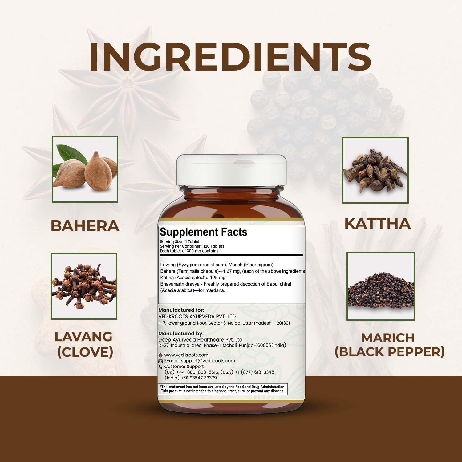 Lavangadi Vati Capsules - 120 Comprimidos (Paquete de 1)