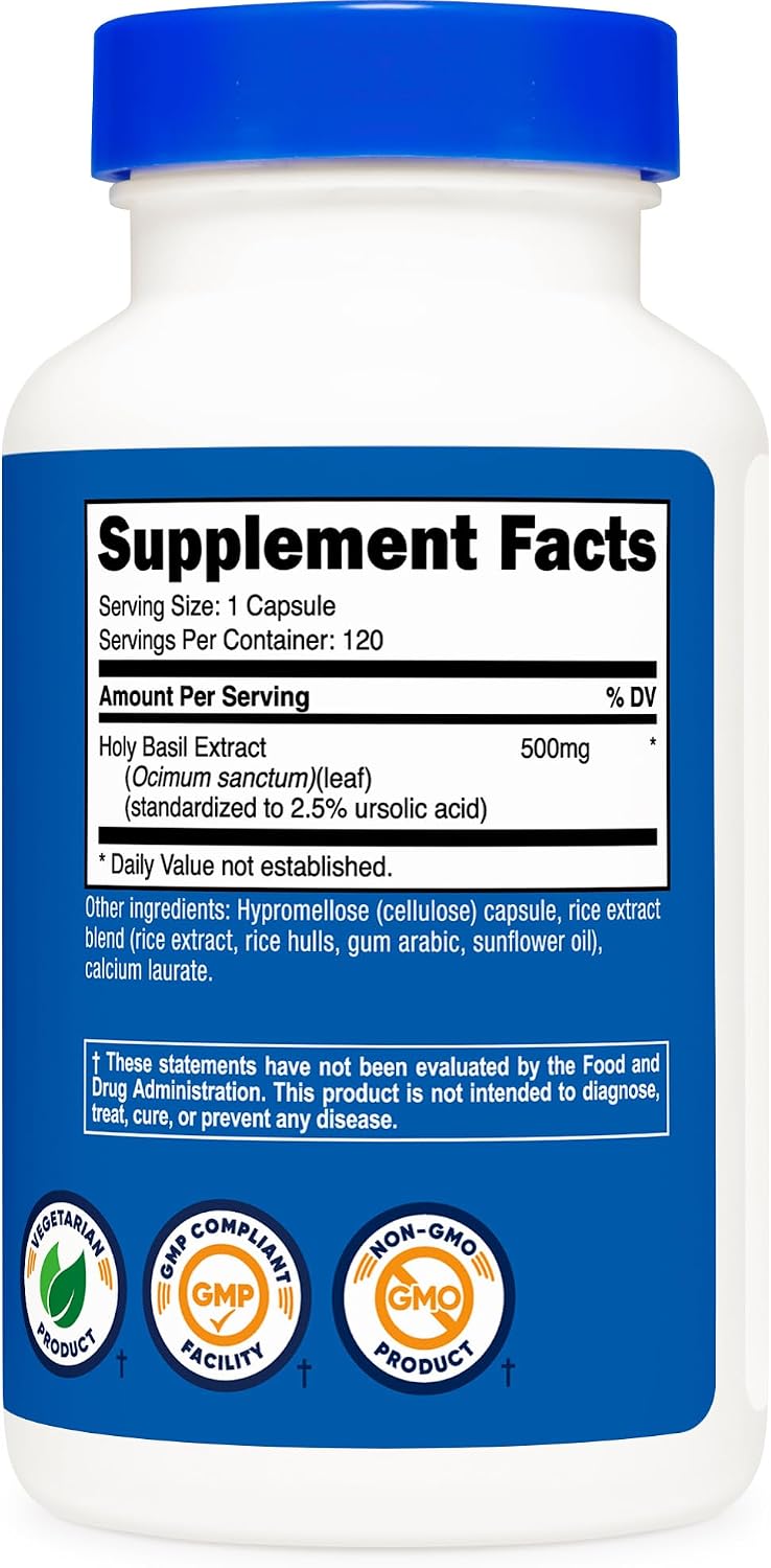 Nutricost Albahaca Santa (Holy Basil) Cápsulas 500mg - 120 Cápsulas Vegetarianas - Sin Gluten, No GMO