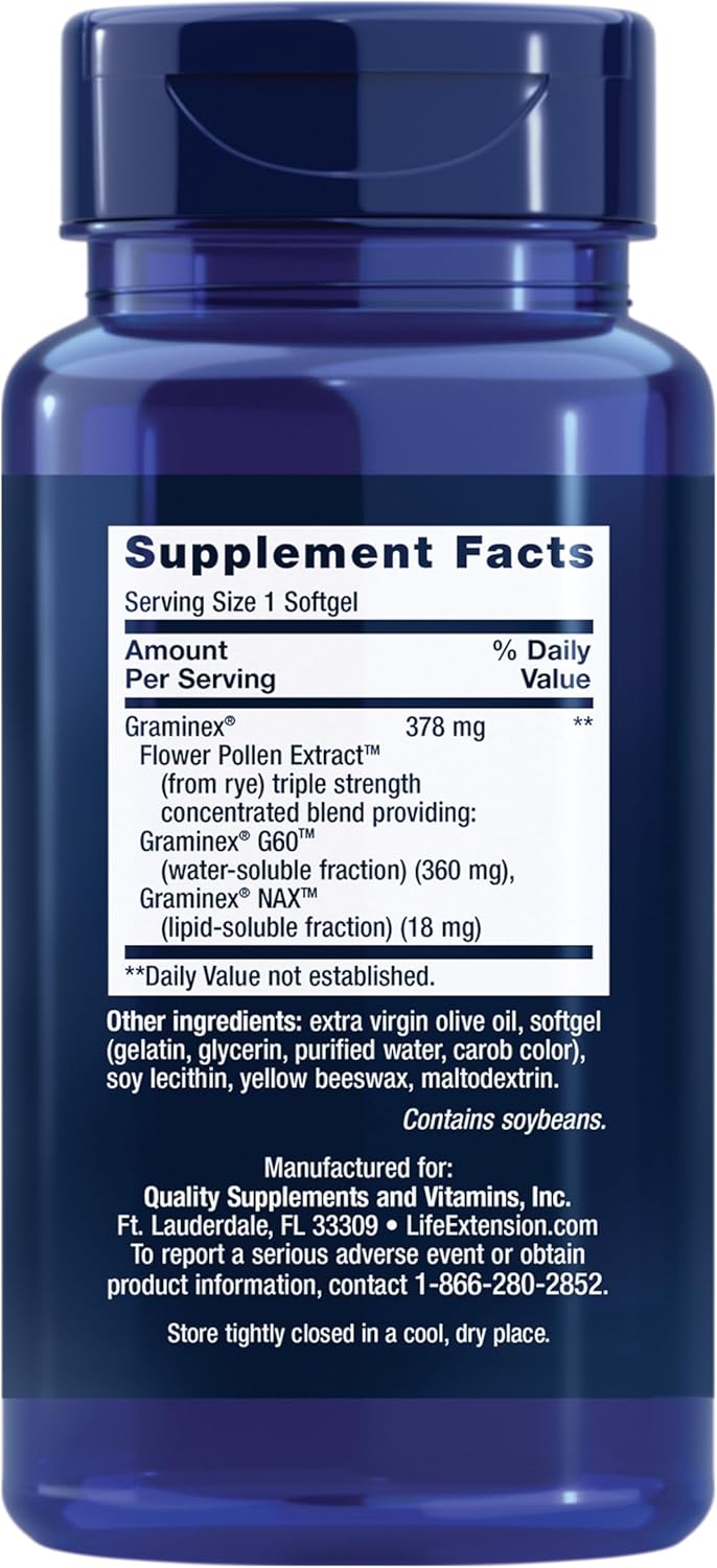 Life Extension Triple Strength ProstaPollen - Salud Prostática, 30 Cápsulas Blandas