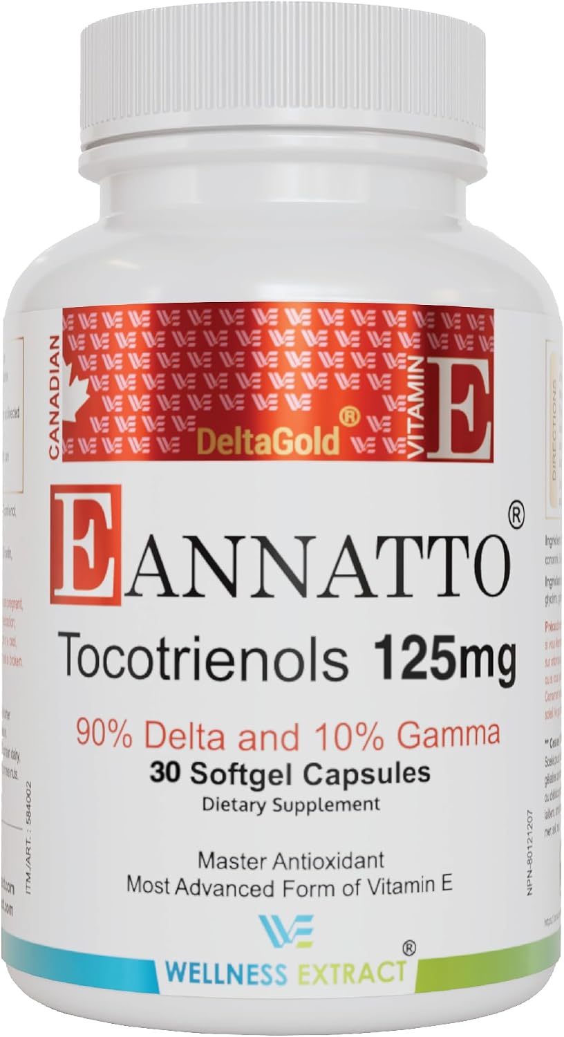 WELLNESS EXTRACT Eannatto Tocotrienols - Vitamina E sin Tocoferoles, 125 mg, 30 Cápsulas Blandas