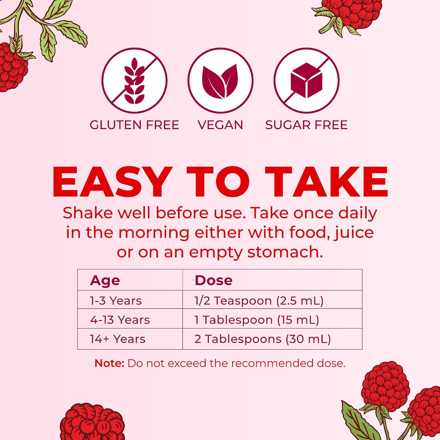 MaryRuth's Multivitamínico Líquido para Mujeres, Hombres y Niños - Sabor Frambuesa - 15 Dosis