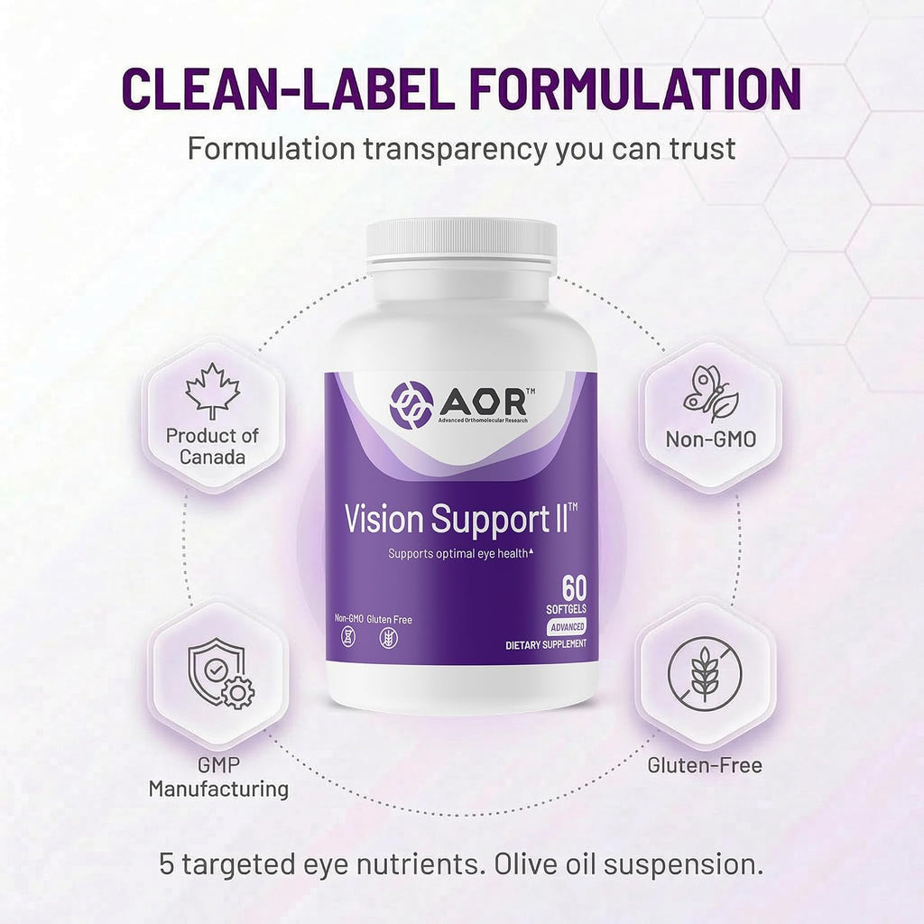 AOR Vision Support II 60 Cápsulas blandas, suministro para 30 días – con luteína, zeaxantina, astaxantina – sin OMG, sin gluten