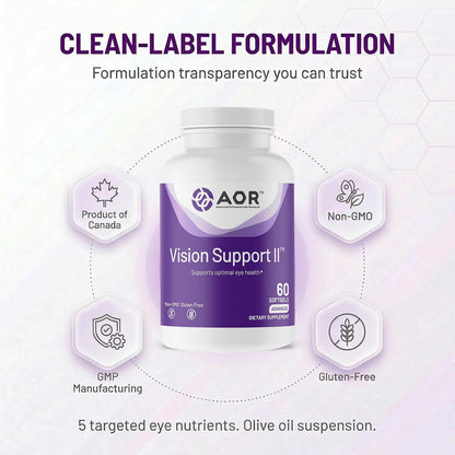 AOR Vision Support II 60 Cápsulas Blandas, Suministro para 30 Días – con Luteína, Zeaxantina, Astaxantina – No OGM, Sin – Image 5