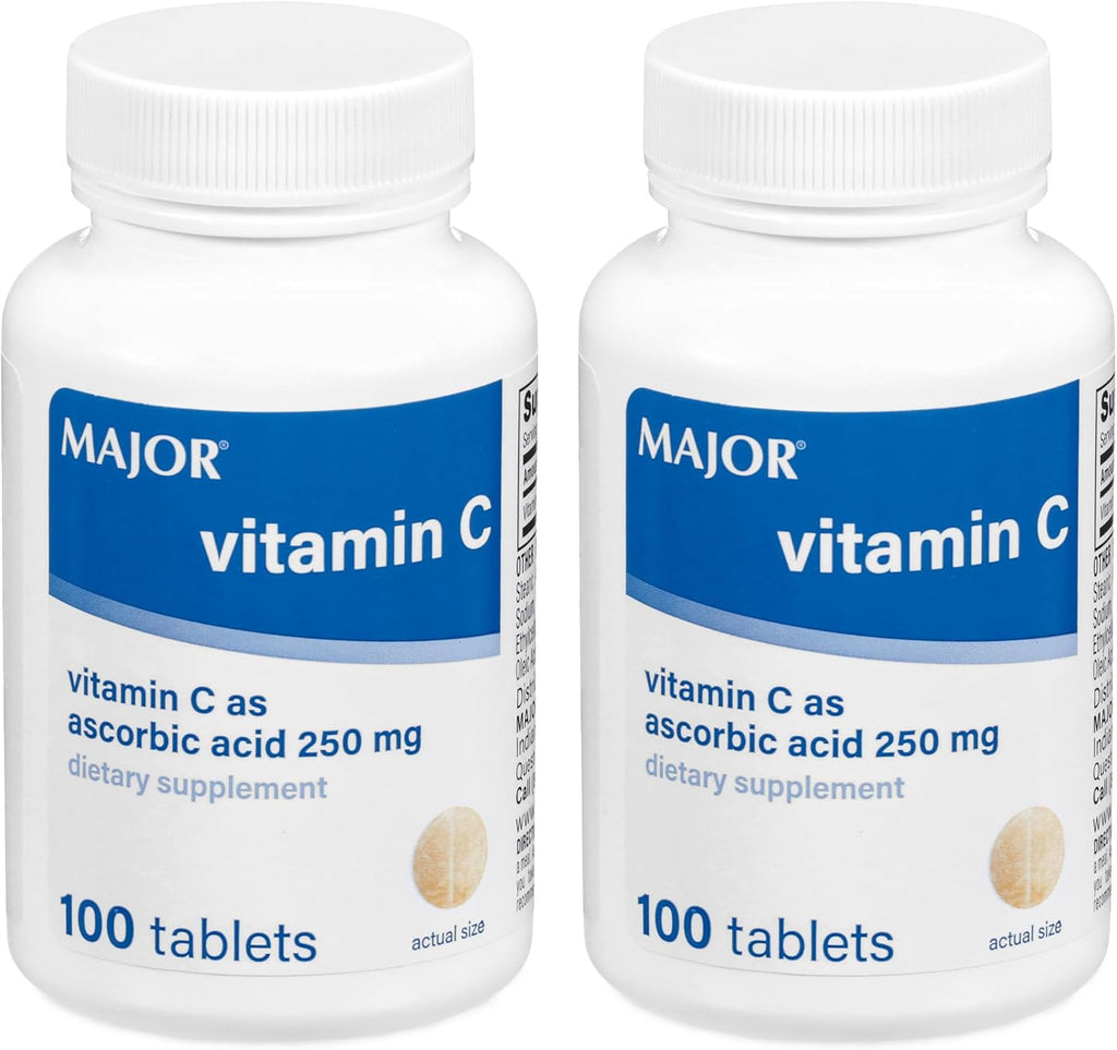 MAJOR Vitamina C 250 mg - Complemento Alimenticio - 100 Comprimidos (2 Paquetes)