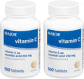 MAJOR Vitamina C 250 mg - Complemento Alimenticio - 100 Comprimidos (2 Paquetes)